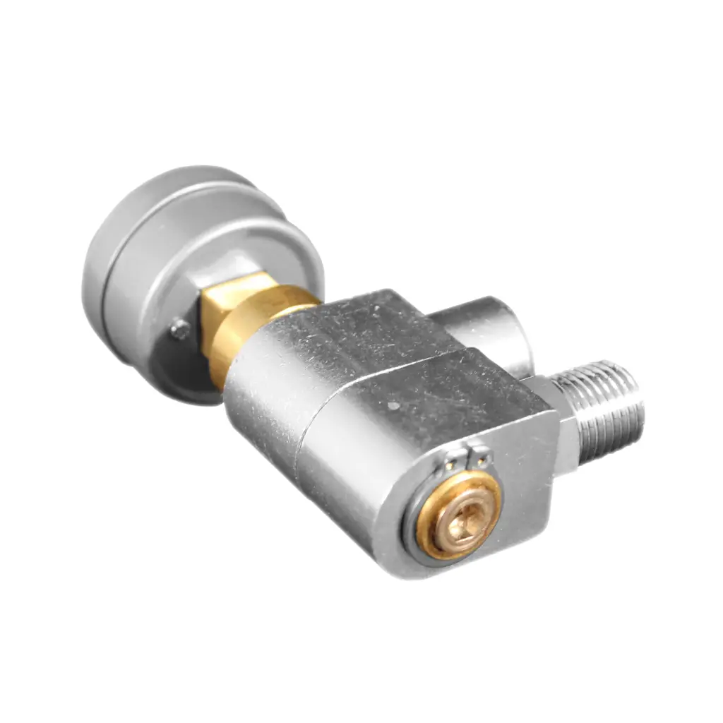 1/4" NPT Swivel Hose Fitting with Flow Control and Gauge