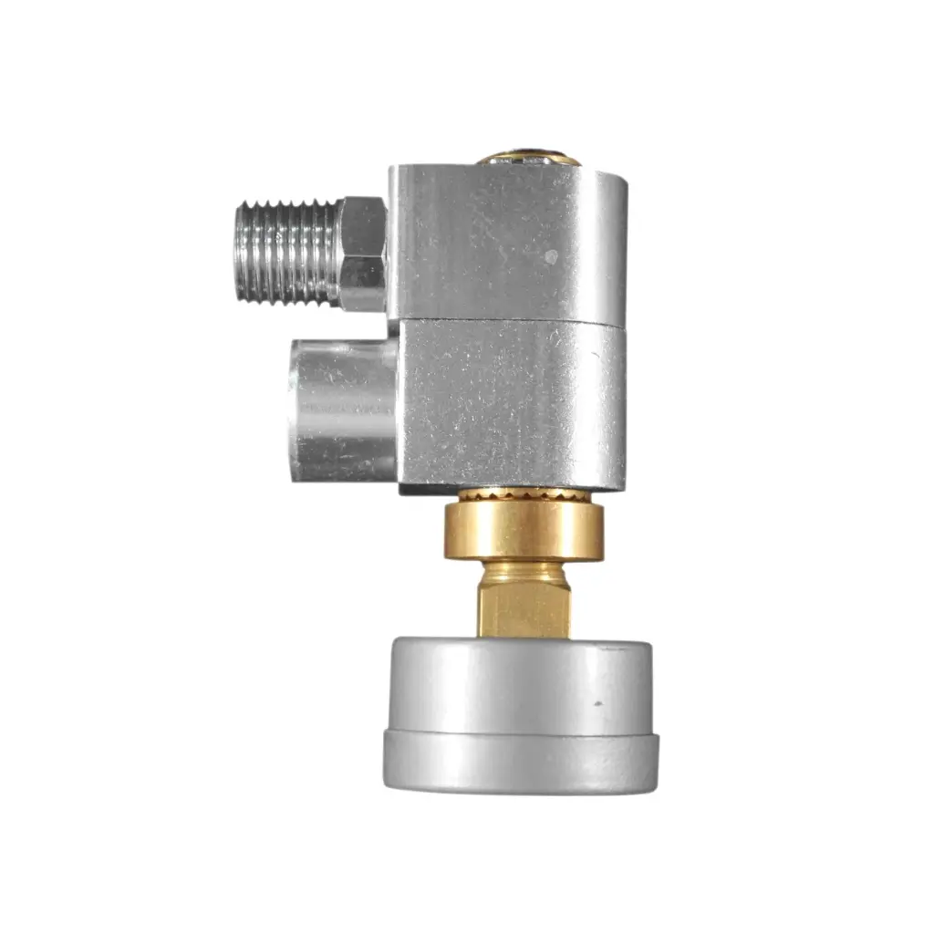 1/4" NPT Swivel Hose Fitting with Flow Control and Gauge