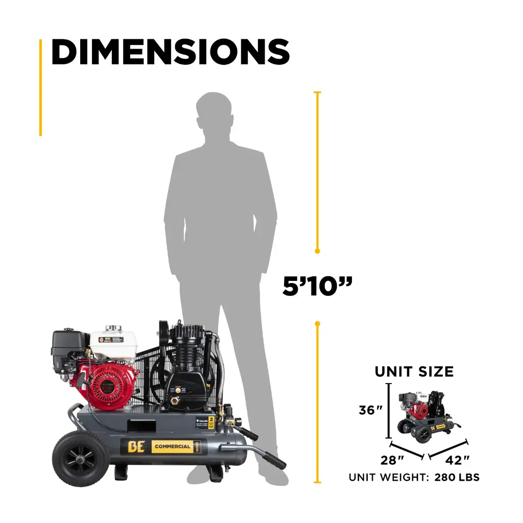 17.7 CFM @ 175 PSI Gas Air Compressor with Honda GX270 Engine. 