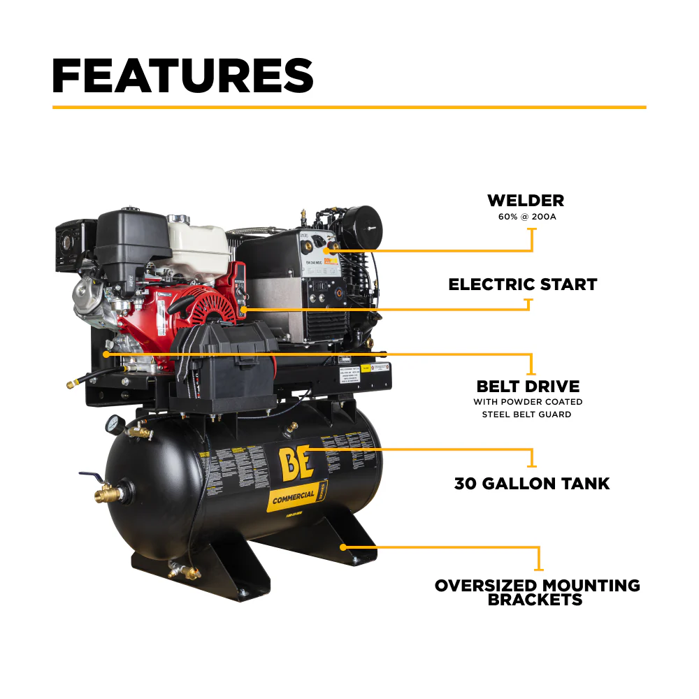 Gas Air Compressor, Welder, Generator with Honda GX390 Engine