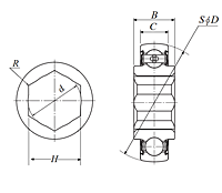 Adapter Bearing - HP Type, 1-1/4" Hex Bore, Spherical O.D.