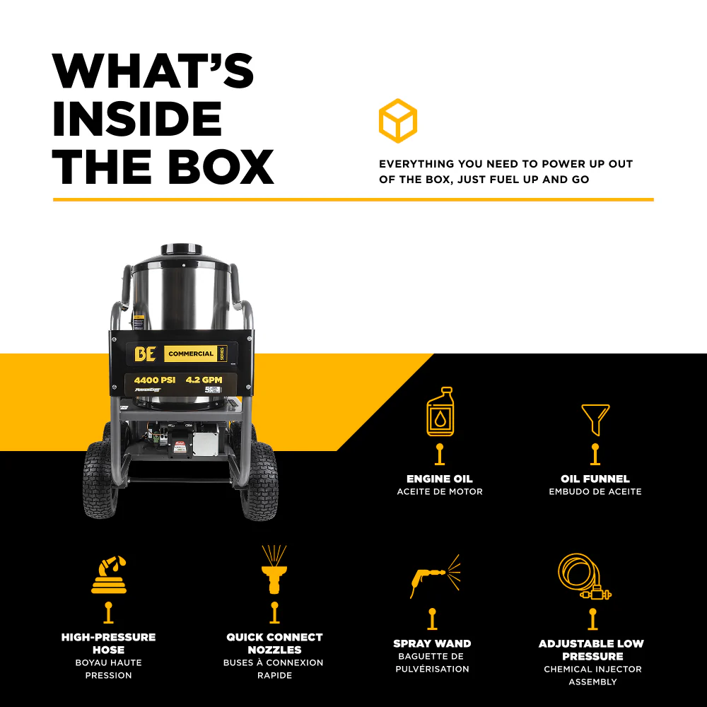 4,400 PSI – 4.2 GPM Hot Water Pressure Washer With Powerease 420 Engine