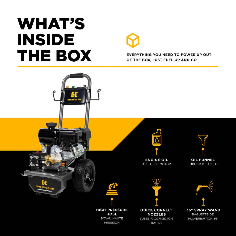 3,800 PSI 2.5 GPM Cold Water Gas Pressure Washer