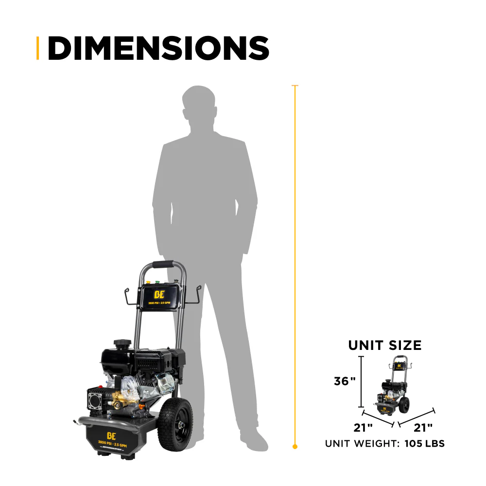 3,800 PSI 2.5 GPM Cold Water Gas Pressure Washer