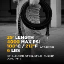 25' x 1/4" 4000 PSI Steel Braid Pressure Washer Hose with Quick Connect Fittings
