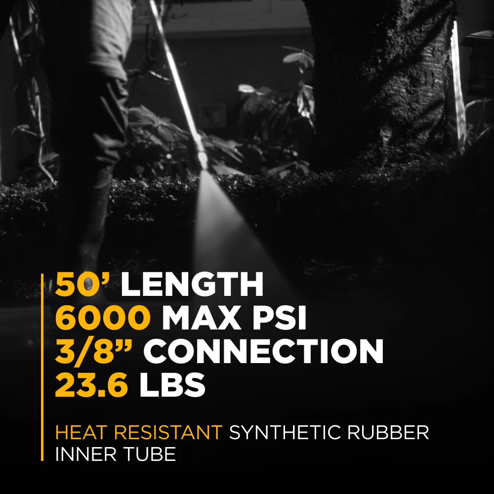 50' 6000PSI 3/8" Non Marking Rubber Hose