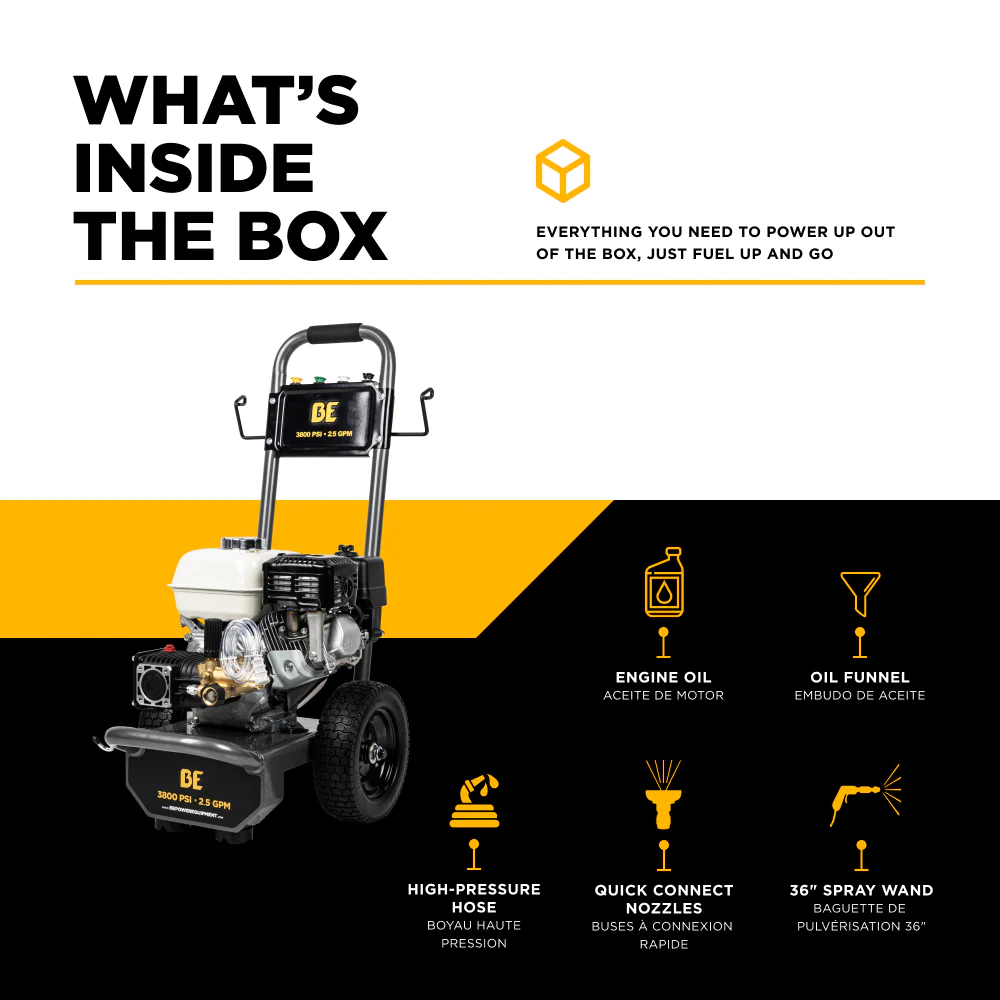 3,800 PSI 2.5 GPM Cold Water Gas Pressure Washer