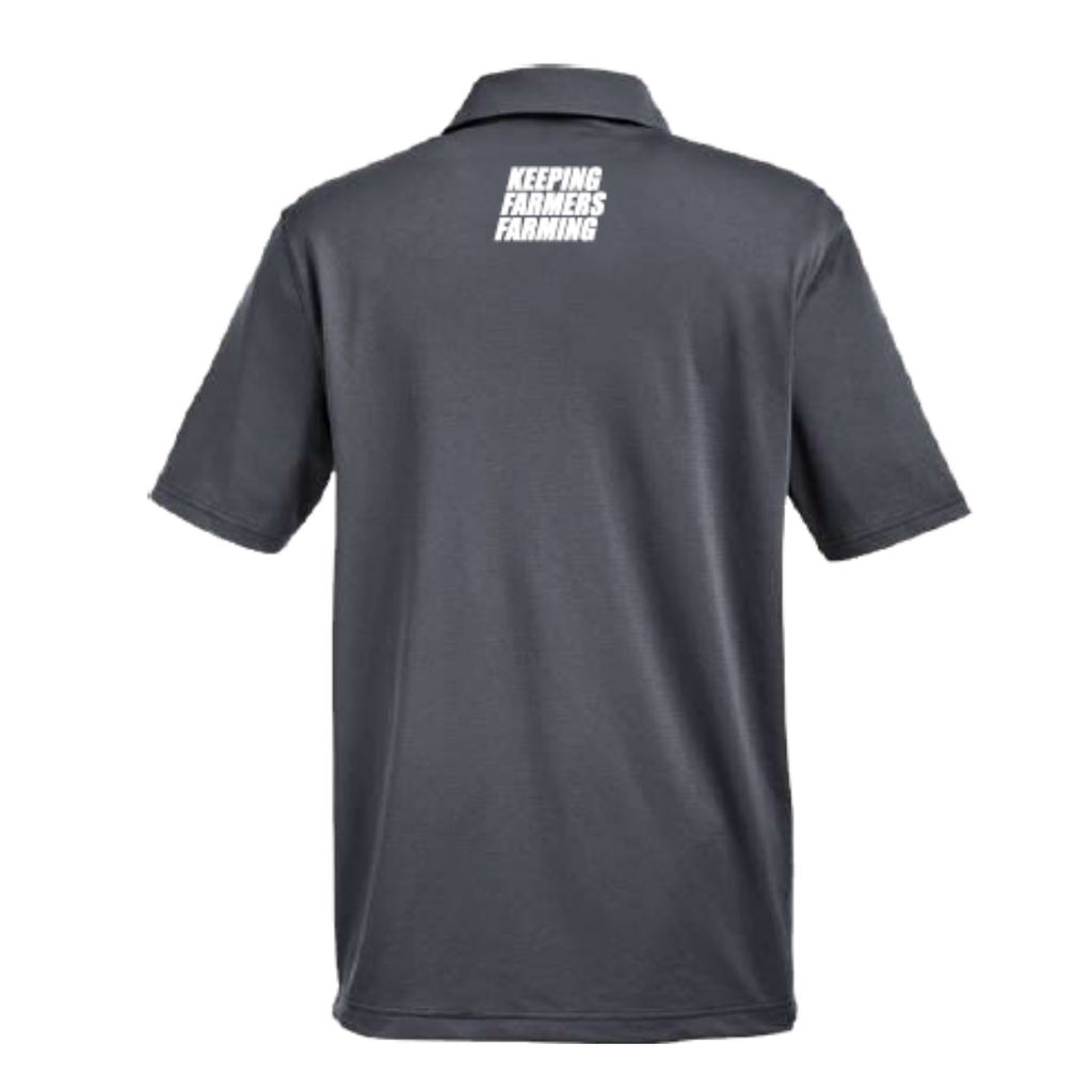 Men's Small Grey Under Armour Golf Shirt. Keeping Farmers Farming Edition.