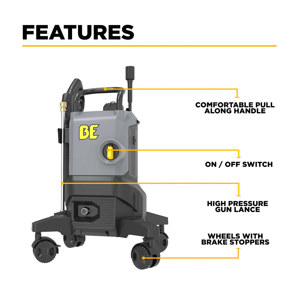 2,350 PSI 1.8 GPM Cold Water Corded Electric Pressure Washer with 4-Wheel 360° Steering
