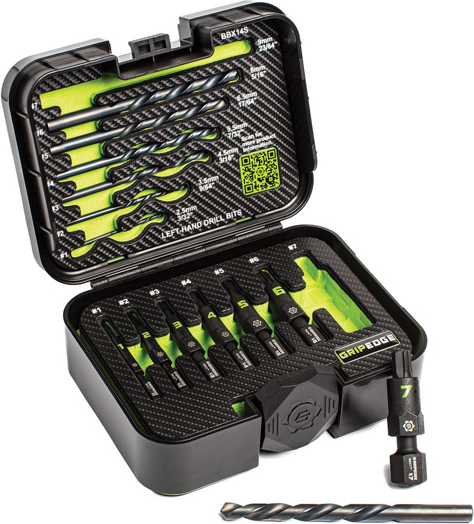 PG110 - 14-PC RPT G-FORS EXTRACTOR & LEFT HAND DRILL BIT SET, #1-#7 & 3/32"-23/64"