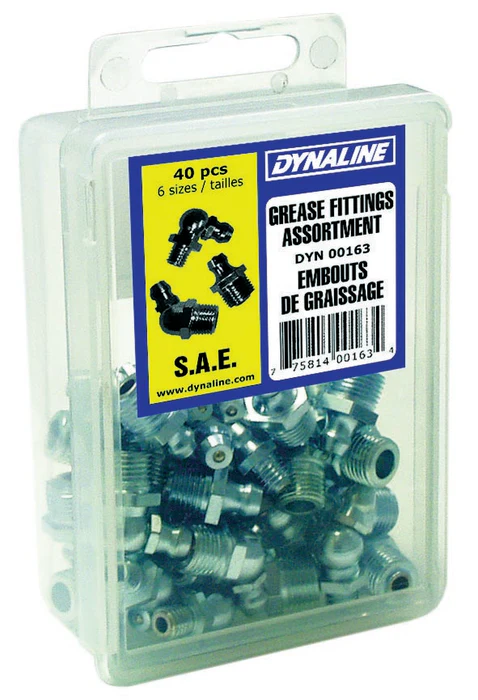 S.A.E. Grease Fitting Dynakit, 6 Sizes / 40 Pieces