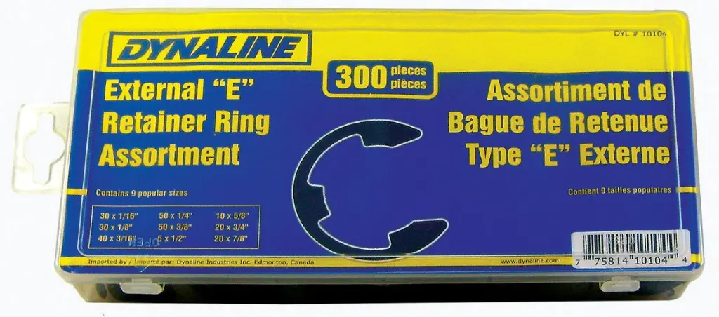 E Retainer Ring Assortment, 300 Pieces / 9 Sizes
