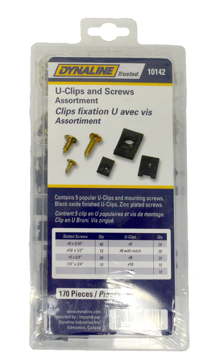 U-Clip and Screw Assortment, 170 Pieces