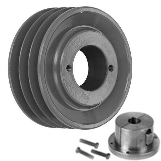 Transmission Pulley; 3 Grooves; 7-3/4" Outside Diameter; Bushed; H Bushing Series; 4L | A | 5L | B Belt Series