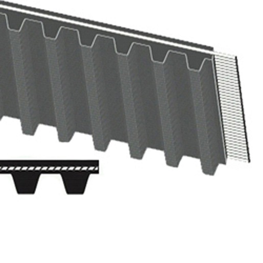 Synchronous Belt; 1/2 Inch Pitch; 125" Pitch Length; 1-1/2" Belt Width; Standard Timing Tooth Profile; H; Fiberglass Tensile Material; Rubber Outer Material