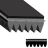 Poly-V; 3/32" Pitch; 87" Belt Pitch Length; 9/16" Belt Width; 6 Bands; Polyester Tensile Material; Rubber Outer Material