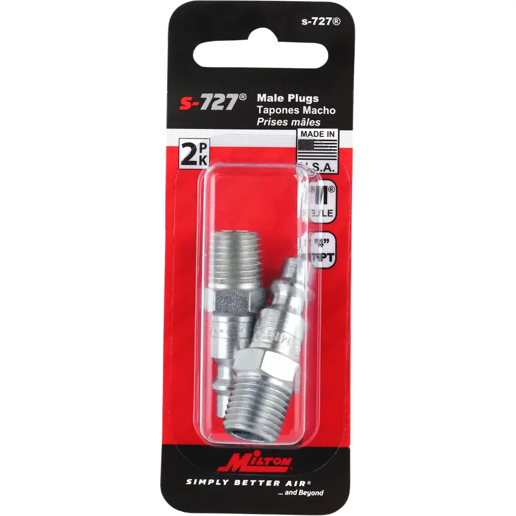 Industrial Air Plug, M-STYLE®, 1/4" MNPT, Air Compressor Fitting, Air Hose Quick Connect Fitting
