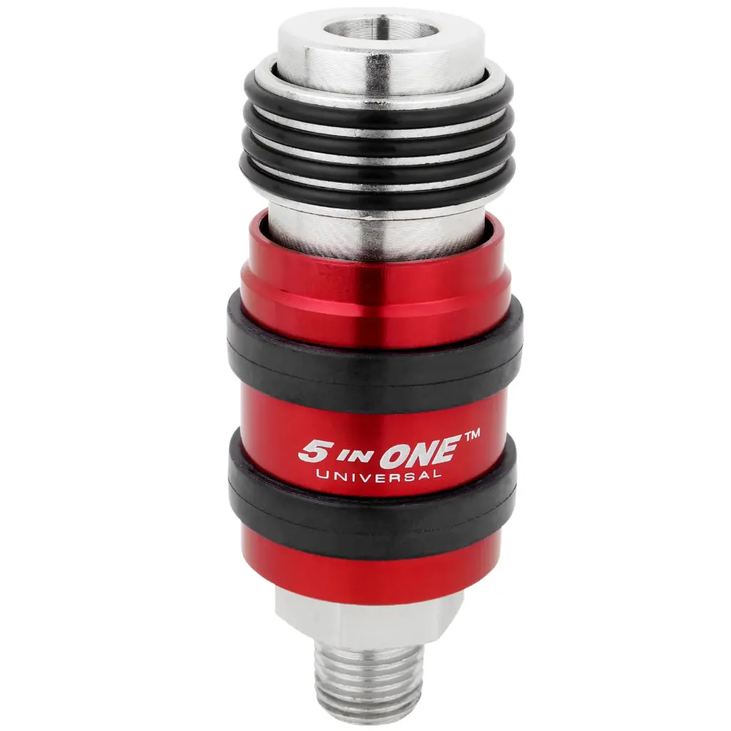 5 In One® Universal Safety Exhaust Quick-Connect Industrial Coupler, 1/4" Male NPT (Single Pack)