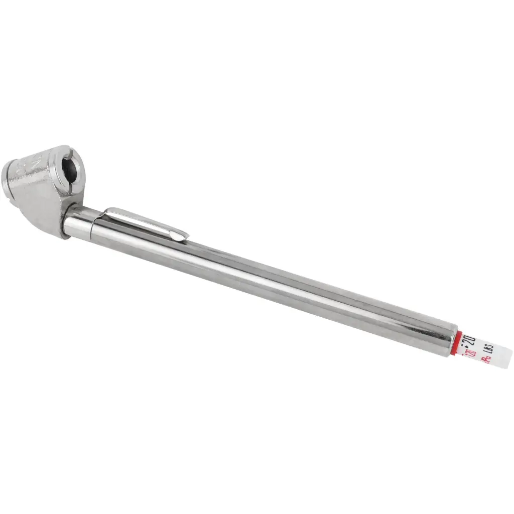 Tire Pencil Pressure Gauge w/Dual Head Air Chuck, 20-120 PSI
