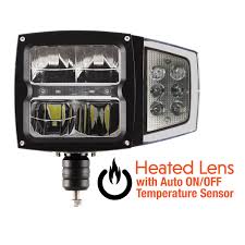 Heated Lens LED Snow Plow Light w/ Auto On/Off Temp Sensor - Hi-Beam Lumen @ 3,600 - Low Beam Lumen @ 1,800