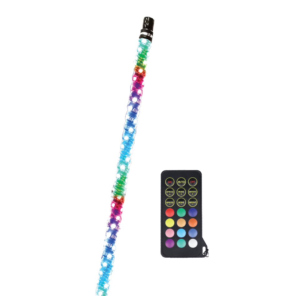 4', Fully Lit, LED Whip - RGB