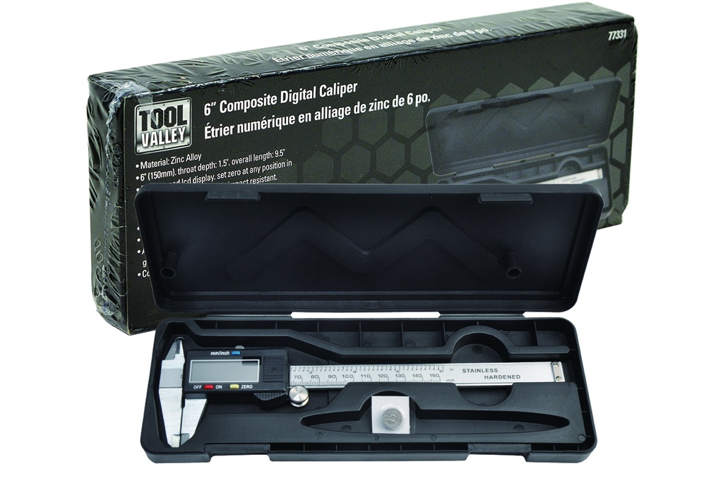 Dynaline Composite Digital Caliper, Pro Tool Black Table