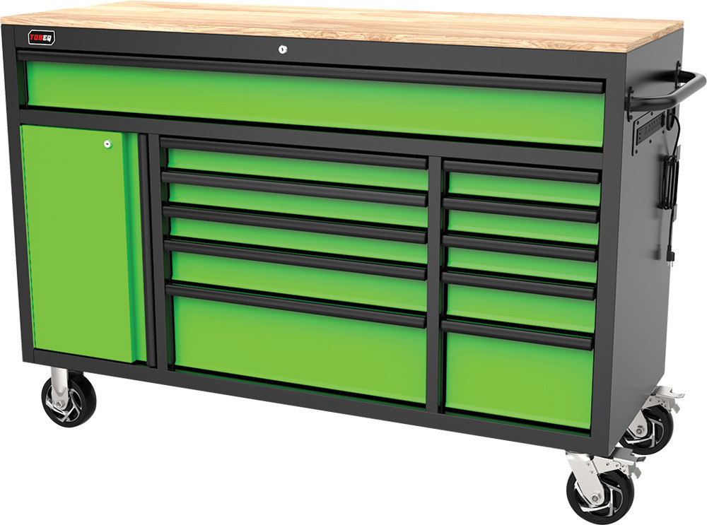 PG213 - 61" 11-DRAWER ROLLER CABINET, LIME GREEN/BLACK