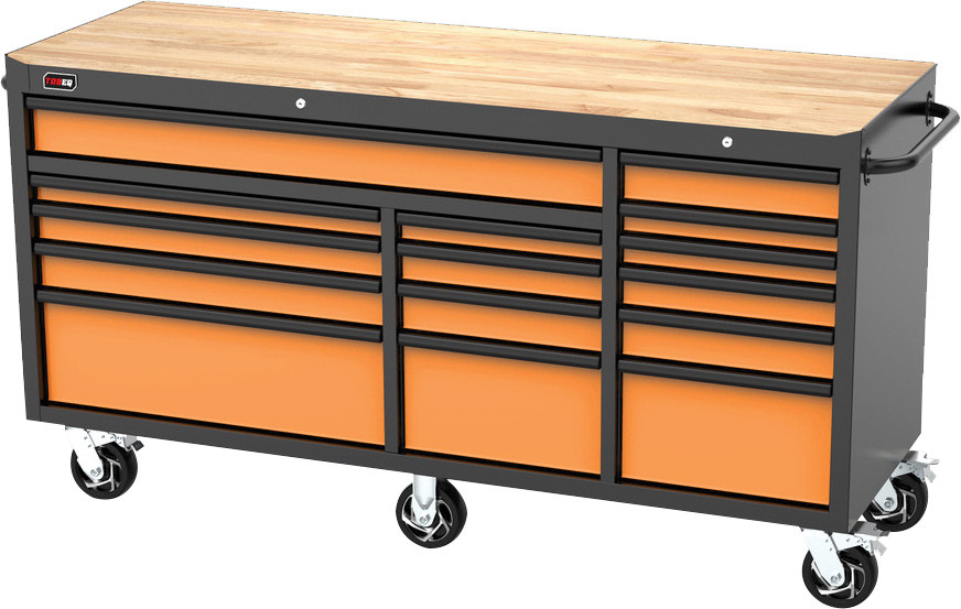 PG213 - 72" 15-DRAWER ROLLER CABINET, ORANGE/BLACK