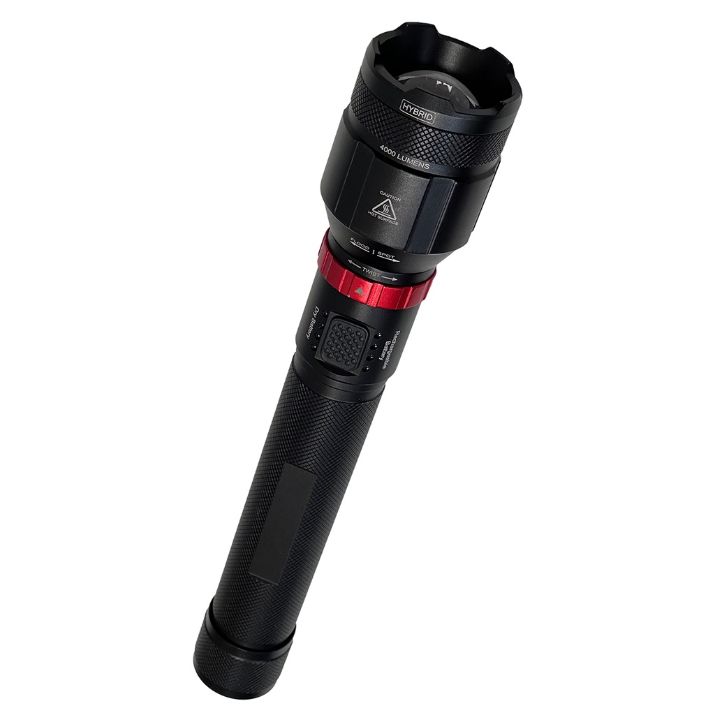 12" Rechargeable LED 2-IN-1 Hybrid Flashlight (4,000 Lumens)