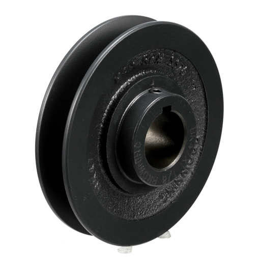 Transmission Pulley; 1-1/8" Bore; 1 Groove; 4.45" Outside Diameter; Finished Bore; No Bushing; 4L | A | 5L | B Belt Series; 3.7" Pitch Minimum; 4.1" Pitch Maximum; Keyway