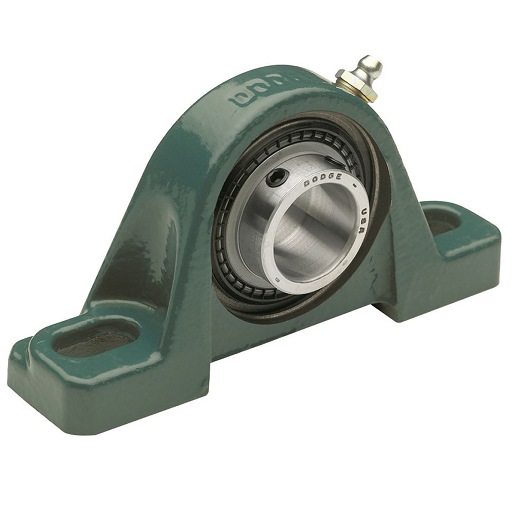Pillow Block Bearing; 2 Bolt Pillow Block; 1" Bore; 1-7/16" Base to Center Height; Set Screw Mount; Ball Bearing; 3-11/16" Minimum Bolt Spacing; 4-1/2" Maximum Bolt Spacing; Relubricatable; Cast Iron; Non-Expansion