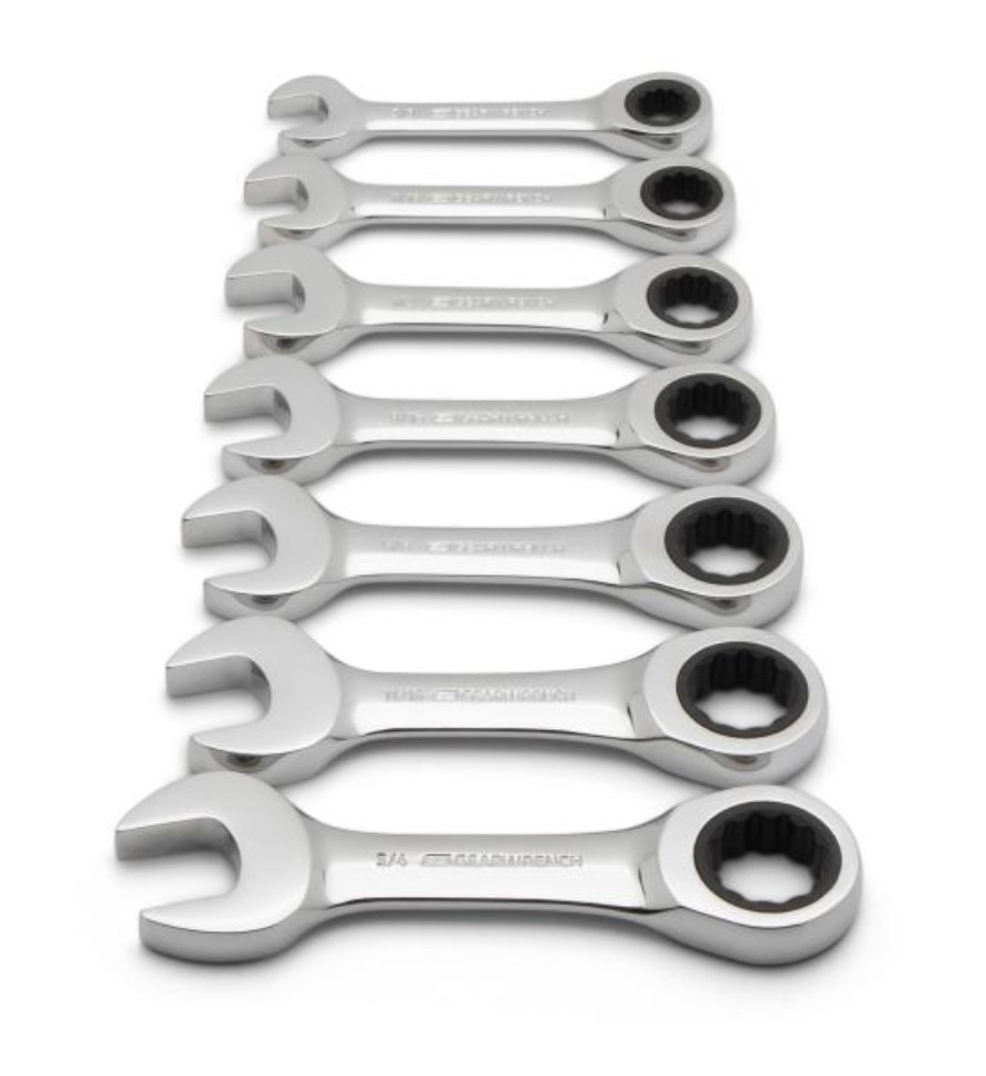 PG151 - SET WRENCH RATCHETING COMBINATION STUBBY SAE 7PC