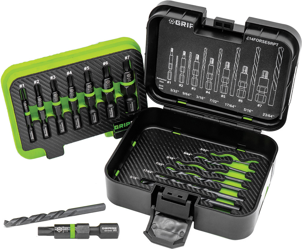 PG110 - 14-PC RPT G-FORS EXTRACTOR & LEFT HAND DRILL BIT SET, #1-#7 & 3/32"-23/64"