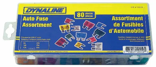 [DYN-10110] Auto Fuse Assortment, 80 Pcs / 6 sizes. Std & Mini