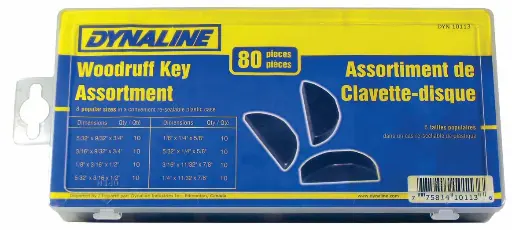 [DYN-10113] Woodruff Key Assortment, 80 Pieces / 8 Sizes