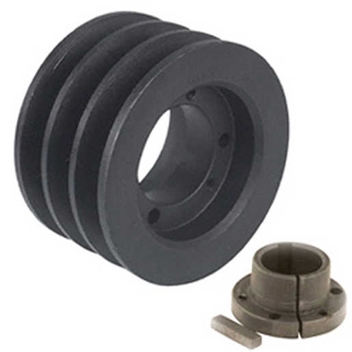 [ECC-3B34SH] Transmission Pulley; 3 Grooves; 3-3/4" Outside Diameter; Bushed; SH Bushing Series; A | B Belt Series