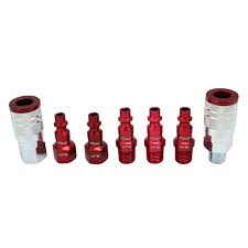 [MSC-S-307MKIT] Milton Industries ColorFit Coupler & Plug Kit - (M-Style, Red) - 1/4" NPT, (7-Piece)