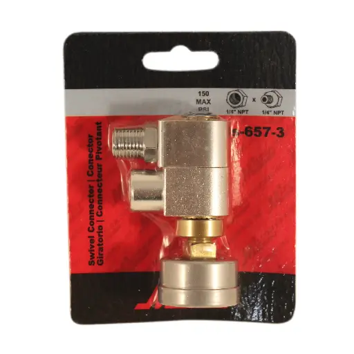 [MSC-S-657-3] 1/4" NPT Swivel Hose Fitting with Flow Control and Gauge