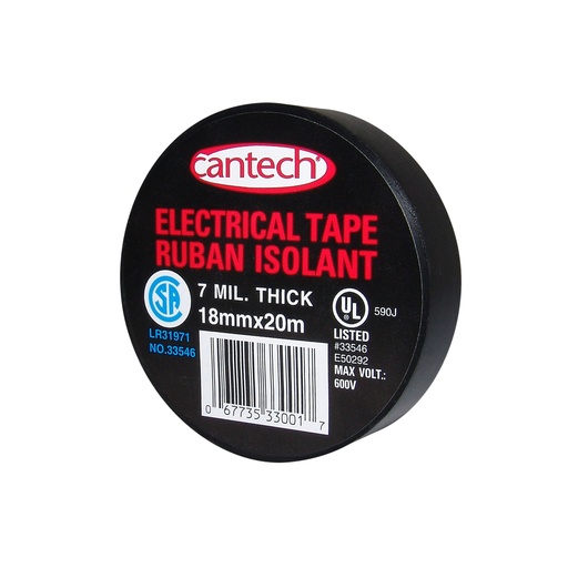 [MSC-330-01-1820]  Electrical Tape, Black, 18mm x 20m