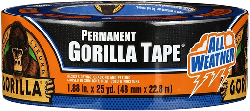 [MSC-101593] Gorilla Permanent All Weather Tape, Duct Tape - 1.88 in x 25 yd