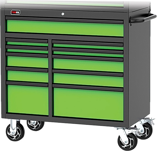 [G2S-TBQ-RCBT411121LGBK] PG213 - 41" 11-DRAWER ROLLER CABINET, LIME GREEN/BLACK