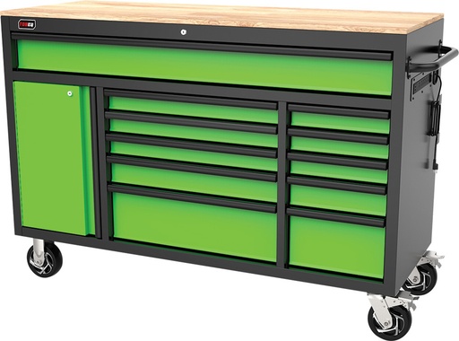 [G2S-TBQ-RCBT611123LGBK] PG213 - 61" 11-DRAWER ROLLER CABINET, LIME GREEN/BLACK