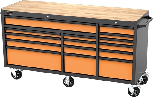 [G2S-TBQ-RCBT721524ORBK] PG213 - 72" 15-DRAWER ROLLER CABINET, ORANGE/BLACK