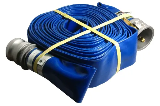 [H/S-3X100LFWC] 3"x100' Blue Lay Flat Hose. With Female and Male Aluminum Camlocks