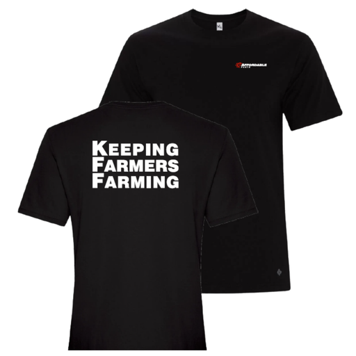 Men's Small Black T-Shirt. Keeping Farmers Farming.